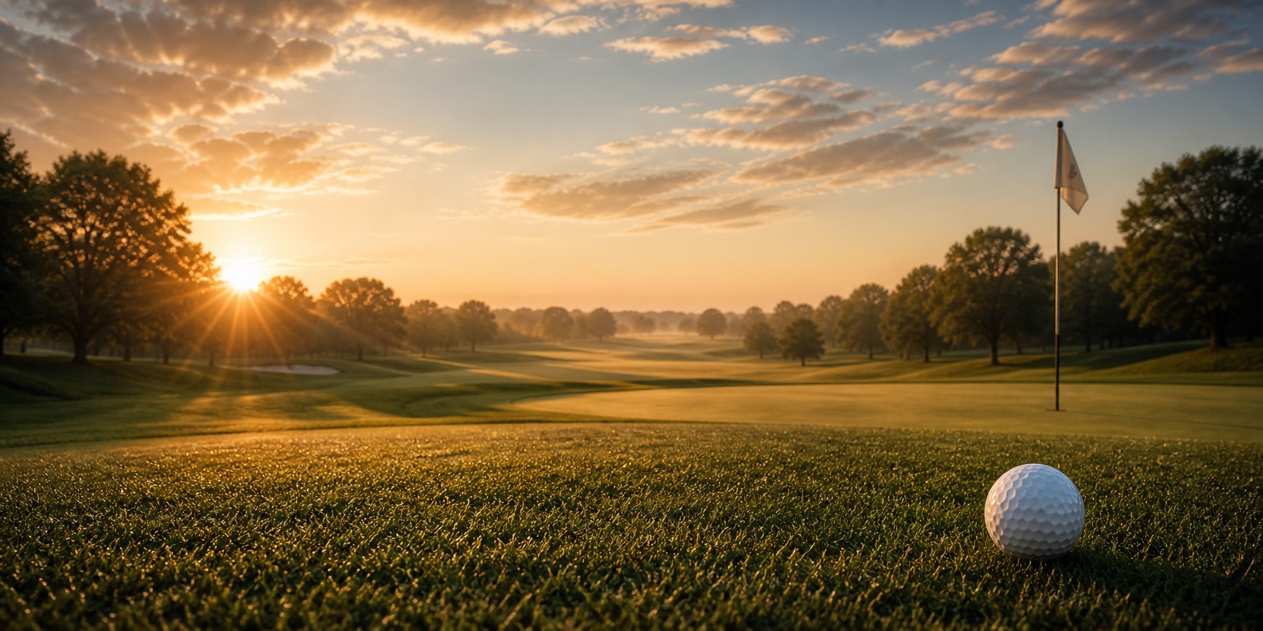 Sunlit golf course fairway